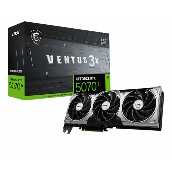 تصویر کارت گرافیک MSI 5070 Ti با طراحی Ventus 3X و حافظه 16GB